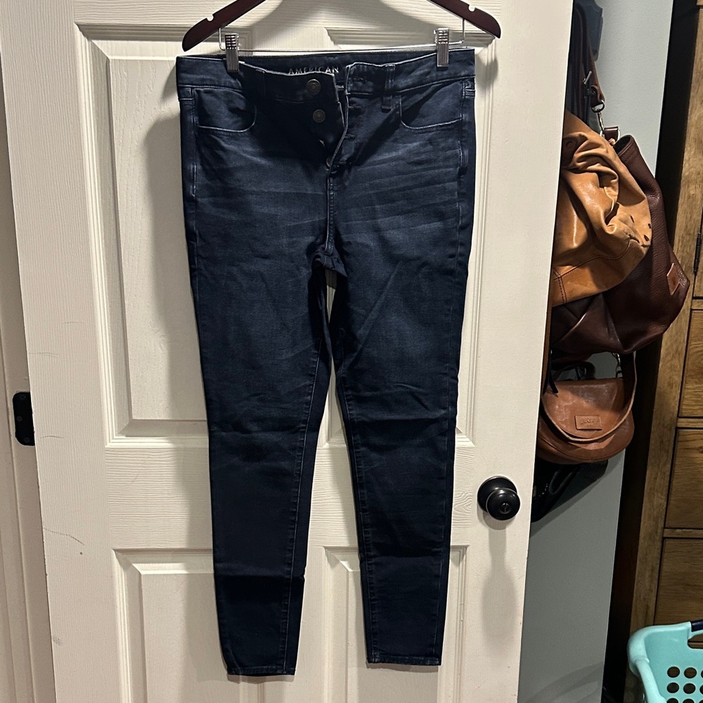 American Eagle Outfitters Dark Blue Skinny Jeans next level stretch